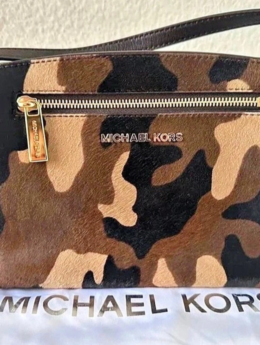 NWT Michael Kors Sophie Genuine Haircalf Camouflage Crossbody Bag